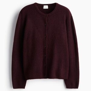 H&M Loose Fit Burgundy Cardigan Sweater - Wool Knit